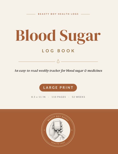 Cover of the Blood Sugar Log Book, coming soon