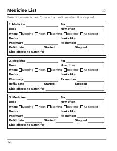 First page of the free My Medical Record & Emergency Information sample
